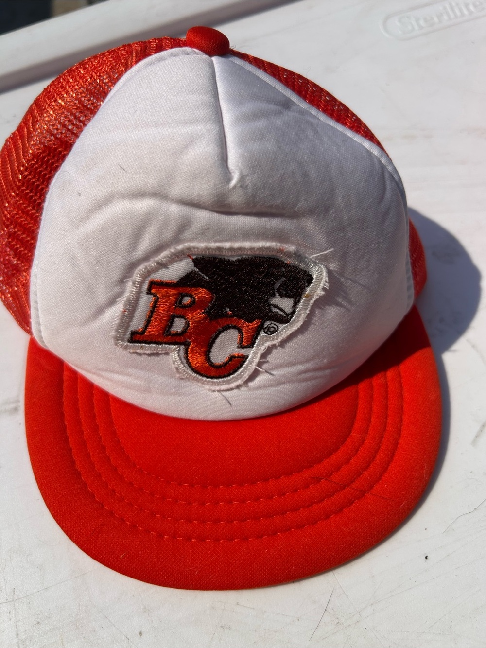 Kids Orange and White BC Logo Mesh Trucker Hat Vintage